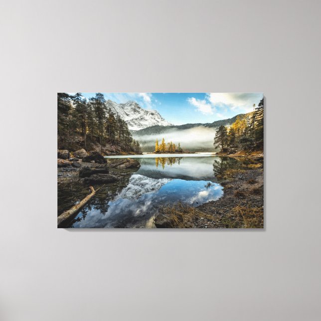 Lienzo Morning Mood | Lago Eibsee (Anverso)