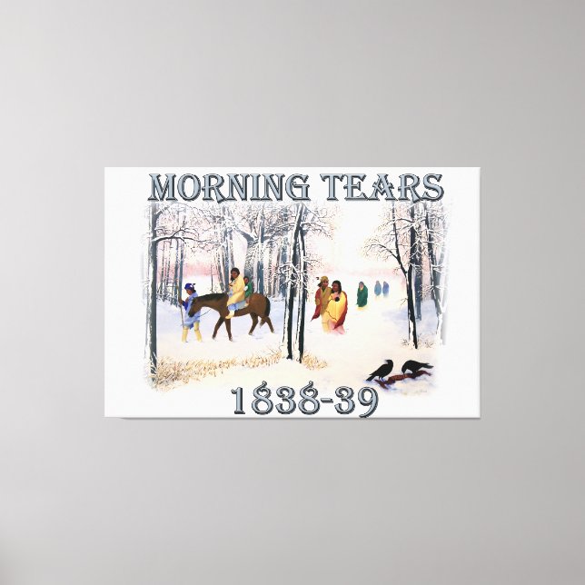 Lienzo Morning Tears retrata el Camino Cherokee de 1838-3 (Anverso)