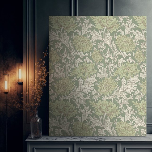 Lienzo Morris Green Chrysanthemum Victorian Pattern (Subido por el creador)