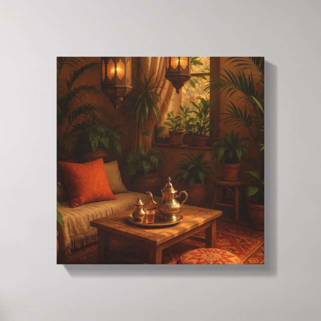 Lienzo Moruno boho estilizado (Anverso)