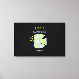 Lienzo MOSAIC DOVE of PEACE Bat Mitzvah Rótulo a bordo