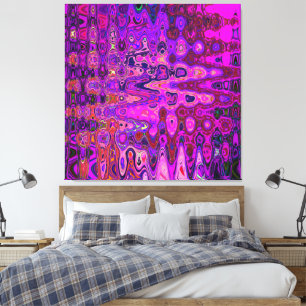 Lienzo Mosaico abstracto rosa y púrpura ondulado retro