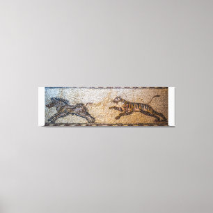Lienzo Mosaico antiguo: Un tigre que caza un verraco