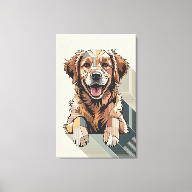 Lienzo Mosaico cálido de Retriever Dorado (Anverso)