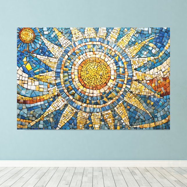 Lienzo mosaico celeste del sol 003 (Insitu (piso de madera))