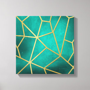 Lienzo Mosaico con cinta dorada Verde azulado de Bonito