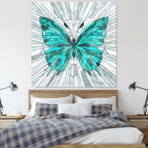 Lienzo Mosaico de mariposa -verde esmeralda y gris