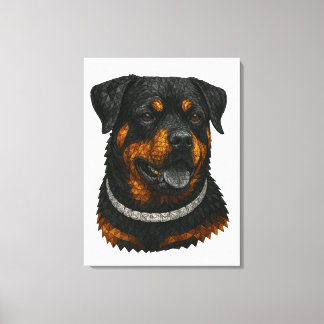 Lienzo Mosaico de Piedras Preciosas Retrato de Rottweiler