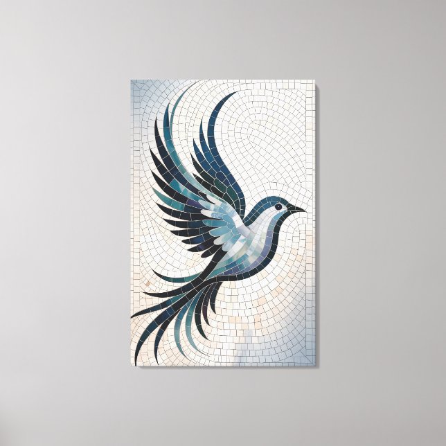 Lienzo Mosaico de Plumas - Ave Elegante (Anverso)