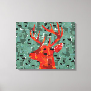 Lienzo Mosaico de silueta de cabeza de ciervo