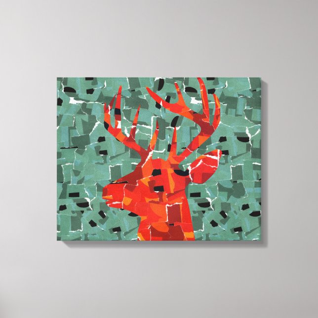 Lienzo Mosaico de silueta de cabeza de ciervo (Anverso)