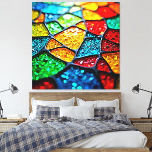 Lienzo Mosaico de Vidrio Vibrante: Colores de Joyas