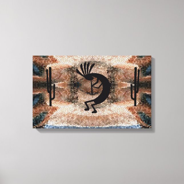 Lienzo Mosaico del desierto del suroeste de Kokopelli 19, (Anverso)