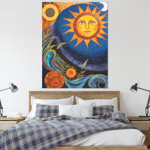 Lienzo Mosaico del Sol Radiante Celestial Vibrante