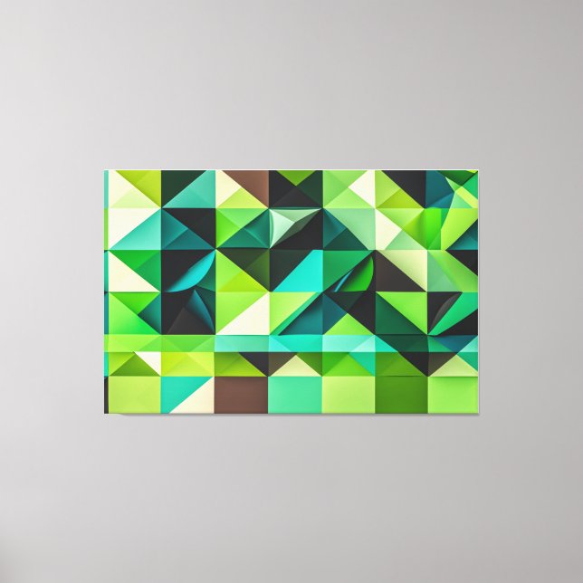 Lienzo Mosaico Esmeralda Tridimensional (Anverso)
