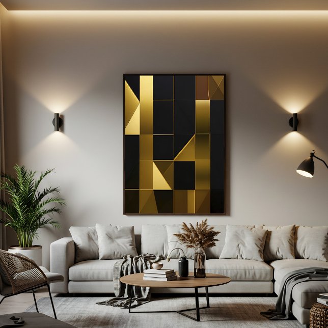 Lienzo Mosaico Geométrico Negro Oro de Lujo (Subido por el creador)