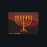 Lienzo Moshe es Menorah<br><div class="desc">Una representación de la menorah de siete ramificaciones (candelabra) hecha por los israelíes después del éxodo de Egipto. Añade tu propio texto. En la Torá Moshe Rabbenu se le dice: "Harás una Menora de oro puro, golpeada, la Menora será hecha, su base, su rama, sus goballes, sus pechos y sus...</div>