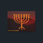 Lienzo Moshe es Menorah<br><div class="desc">Una representación de la menorah de siete ramificaciones (candelabra) hecha por los israelíes después del éxodo de Egipto. Añade tu propio texto. En la Torá Moshe Rabbenu se le dice: "Harás una Menora de oro puro, golpeada, la Menora será hecha, su base, su rama, sus goballes, sus pechos y sus...</div>