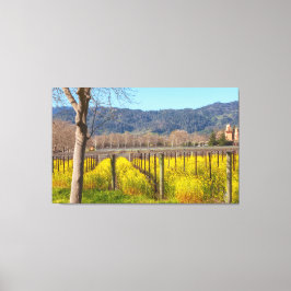 Lienzo Mostaza de campo en el viñedo