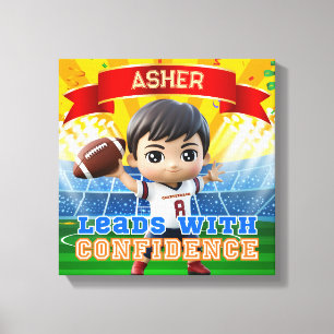 Lienzo Motivación personalizada de retorno rojo de fútbol