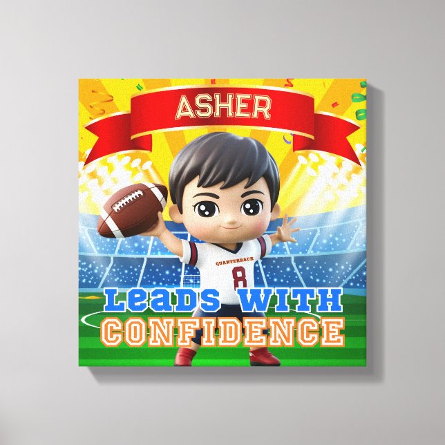 Lienzo Motivación personalizada de retorno rojo de fútbol (Anverso)