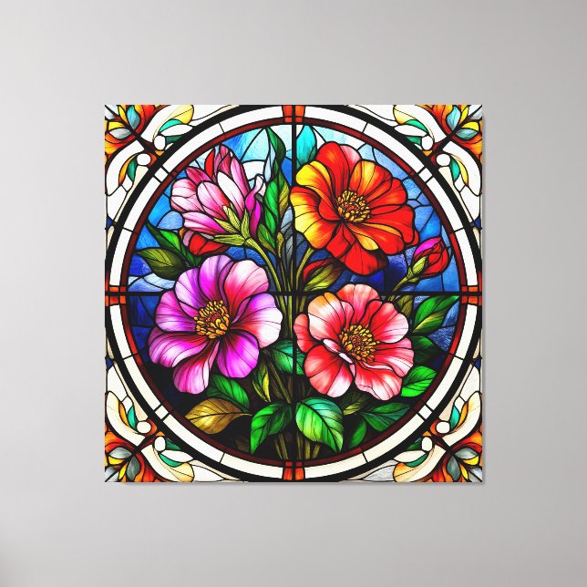 Lienzo Motivo floral y flores vibrantes (Anverso)