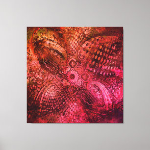 Lienzo Motivo Paisley Intrincado en Rojo Oscuro