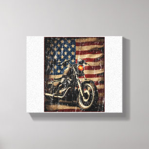 Lienzo Motocicleta Bandera Retro Bici
