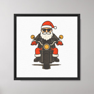 Lienzo Motocicleta de Santa Navidad Vintage Divertido Mot