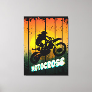 Lienzo Motocross naturaleza motocicleta deportiva piloto