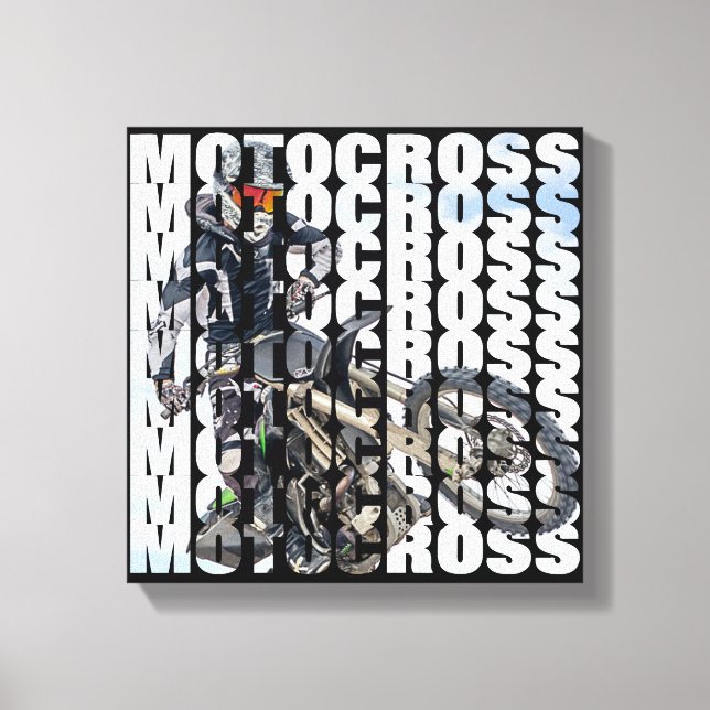 Lienzo Motocross Sports Dirt Biker Photo Typography (Anverso)