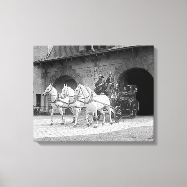 Lienzo Motor de bomberos de caballos, 1922 (Anverso)