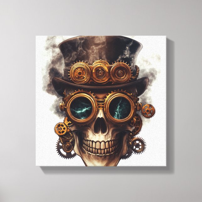 Lienzo Motor de cráneo steampunk (Anverso)