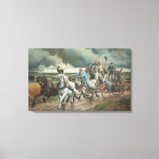 Lienzo Motor de fuego histórico (por Eugène Burnand) (Anverso)