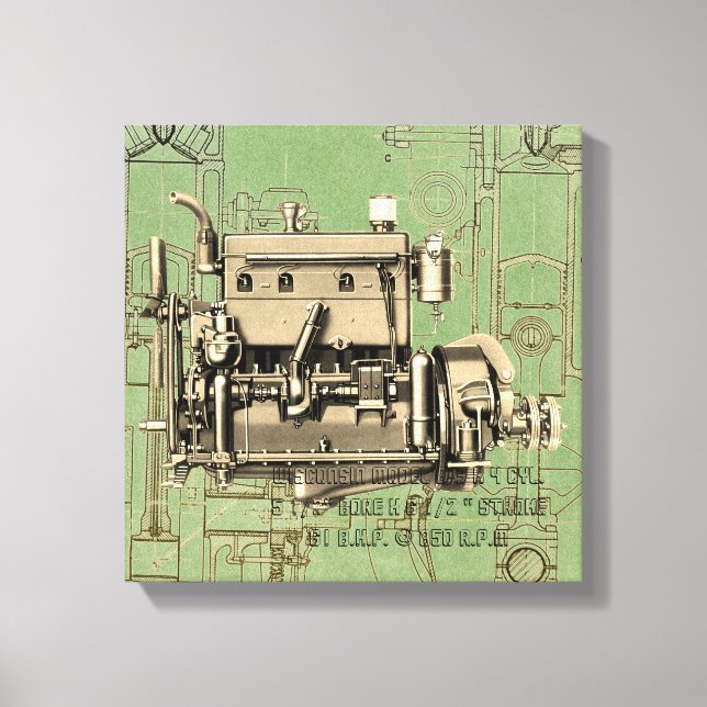 Lienzo Motor Wisconsin Milwaukee Motor de gas B-3 (Anverso)