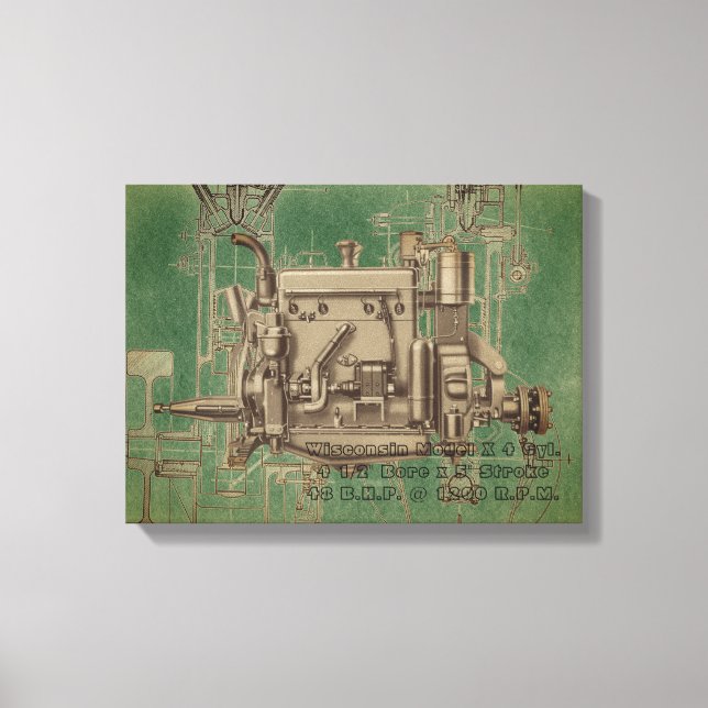 Lienzo Motor Wisconsin Milwaukee Motor de gas X (Anverso)