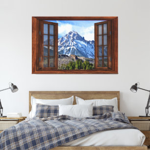 Lienzo Mountain Fake Window Home Office