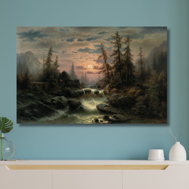 Lienzo Mountain Stream en la luz de la luna - Albert Rieg (Subido por el creador)