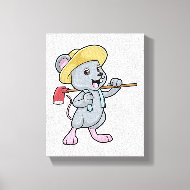Lienzo Mouse as Farmer with Axe & Hat (Anverso)