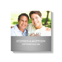 Mr. and Mr. Two Grooms Silver Damask Photo