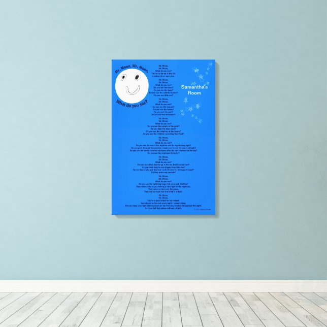 Lienzo Mr. Moon Personalize Nombre 18" x 27" (Insitu (piso de madera))
