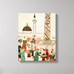 Lienzo Ms 1671 un bazar en Estambul, c.1580