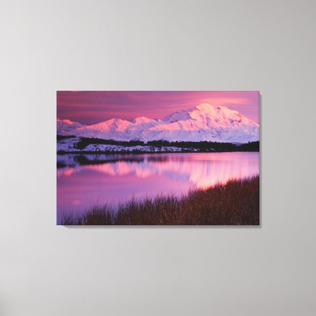 Lienzo Mt. Denali al atardecer desde Reflection Pond (Anverso)