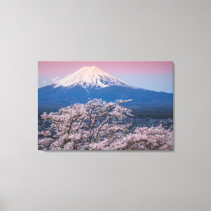 Lienzo Mt Fuji y flores de cerezo