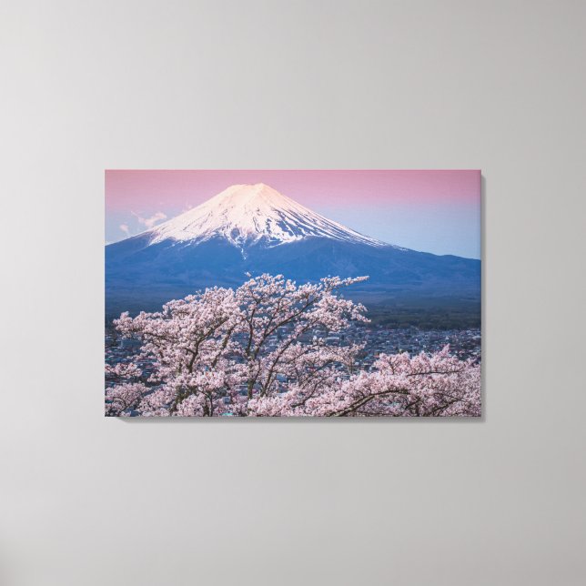 Lienzo Mt Fuji y flores de cerezo (Anverso)