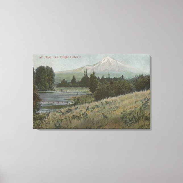 Lienzo Mt. Hood, Oregón - Vista de la montaña desde el ho (Anverso)