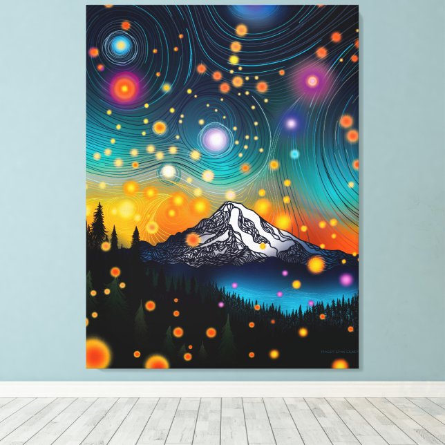 Lienzo Mt. Rainier Starry Sky (Insitu (piso de madera))