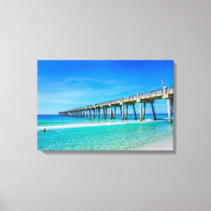 Lienzo Muelle de la playa de Pensacola-Fotografía en colo