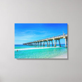 Lienzo Muelle de la playa de Pensacola-Fotografía en colo