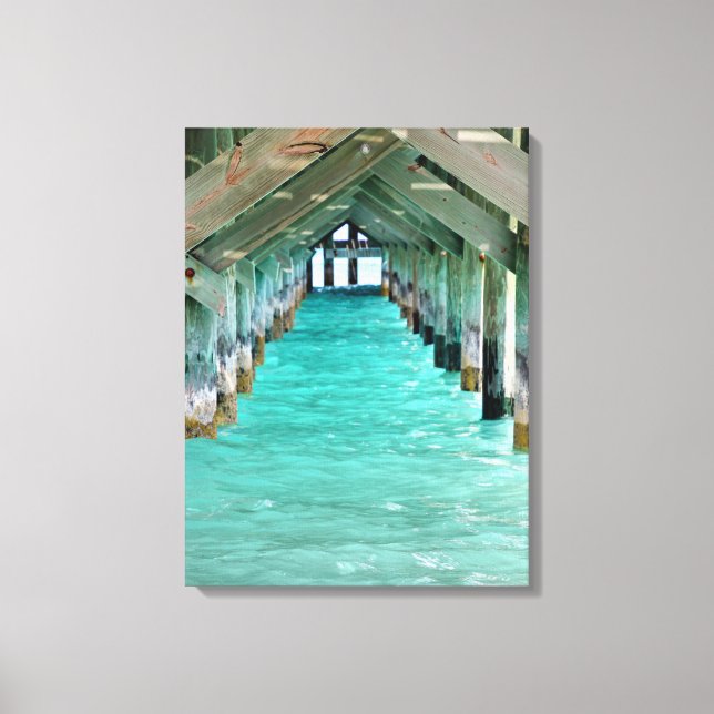 Lienzo Muelle de las Bahamas Mar Caribe (Anverso)